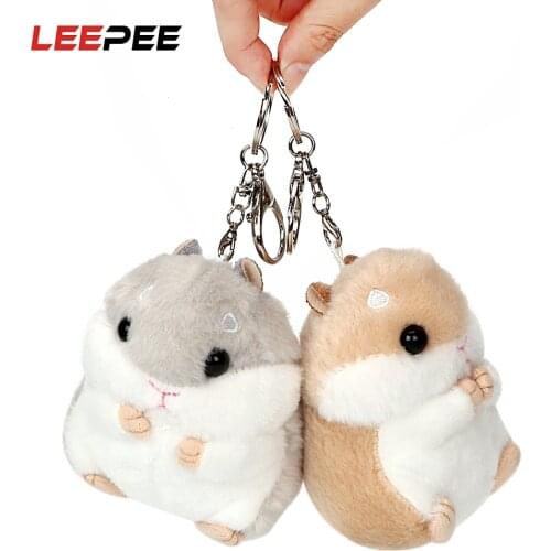 LEEPEE Cute Hamster Key Chain Baubles Pendant Plush toys Decoration Animal Dolls Auto Keyring Car Key Ring Lovely Keychain