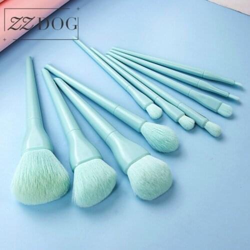 ZZDOG 10Pcs Candy-Color Cosmetics Tools Kit Professional Makeup Brushes Set Natural Hair Powder Eye Shadow Blending Beauty Brush