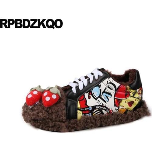 Chinese flats cheap shoes china comfortable brown green ladies round toe shallow 2019 lace up women fur designer black fashion