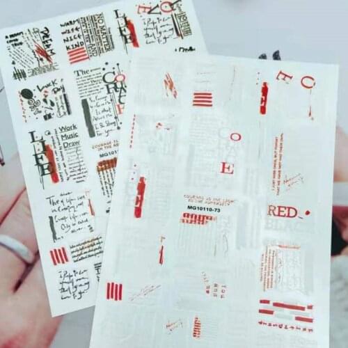 Newest WG0110-73 letter design nail stickers 3d Japan Korea style nail decals self-adhesive DIY nail decoration tips