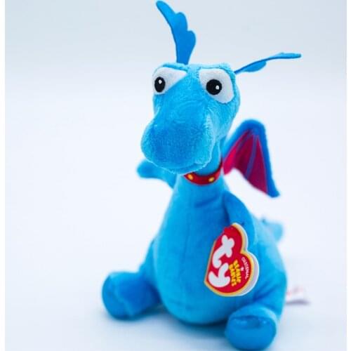 New 6 inch 15 cm Ty Beanie Big Eyes Cute Doc Muffin Doll Little Blue Dragon Soft Plush Toy Birthday Gift for Boys and Girls