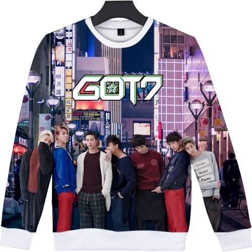 GOT7 New Kpop Autumn And Winter Harajuku 3D Sweatshirts Casual Sweatshirt Pullovers O-Neck Long Sleeve Hoodies Puls Size 4XL