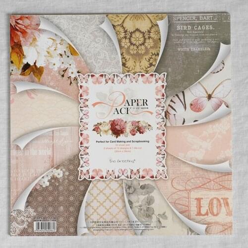 New 12" 25 Sheets Pink Butterfly & Love Flower patterns background paper pads origami paper DIY card making Scrapbook home deco