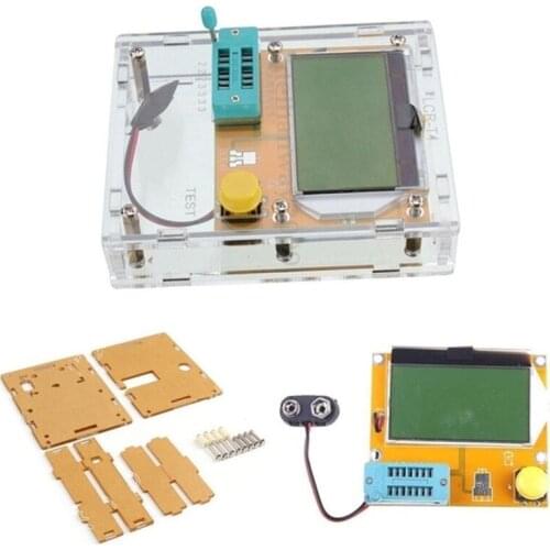 New LCR-T4 LCD Graphical Transistor Tester Resistance Capacitance ESR Meter Double Diodes Thyristors Resistors Inductor W/Case