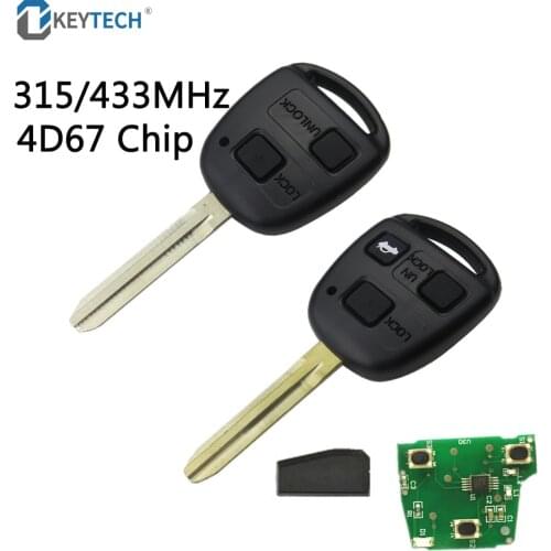 OkeyTech Auto Remote Key 4D67 Chip for T-oyota Camry Prado Corolla CAMRY 2/3 Buttons 315MHz 433MHz With Circuit Board