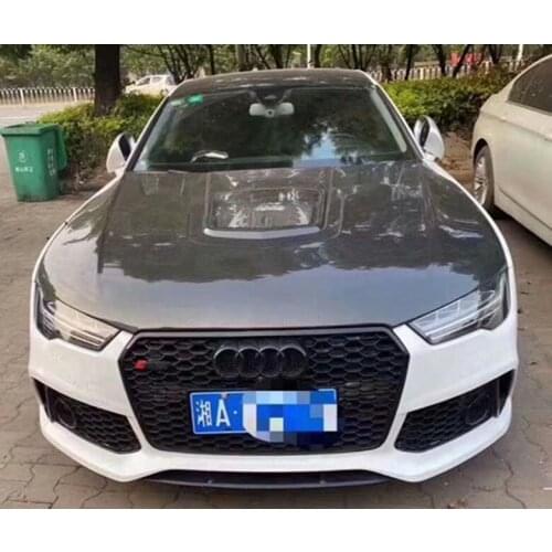 Transparent Glass Carbon Fiber Front Bumper Engine Hood Bonnet Vent Cover For Audi A6 S6 RS6 C7 C7.5 2012-2018