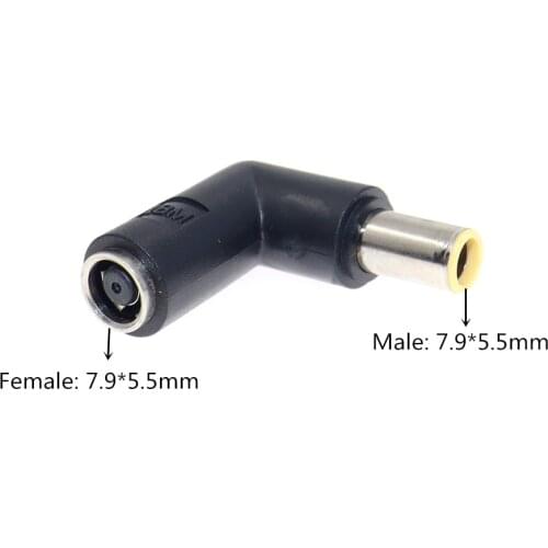 Laptop DC Plug 7.9x5.5mm female to 7.9 x 5.5mm male DC Power Connector Adapter Laptop 90 Degrees Charging Plug for ThinkPad