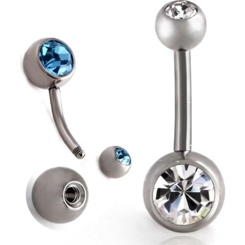Fashion New Band 1 PC Navel Piercing Earrings Anti Allergy Titanium With Zircon Ball Navel Earrings Friend New Year Gift