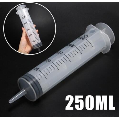 1pc 250ml Large Capacity Syringe Plastic Disposable Syringe Inlet Pump Oil Measuring Syringe Tools Cat Feeding Accessories