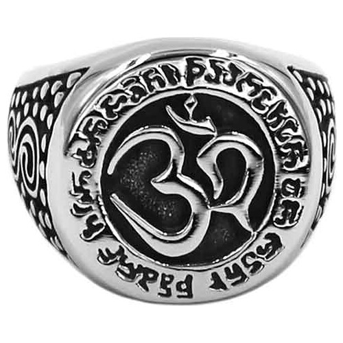 Om Symbol, Buddhism, Zen Art Ring Stainless Steel Jewelry Classsic Tribal India Om Yoga Biker Mens Ring Wholesale SWR0890A