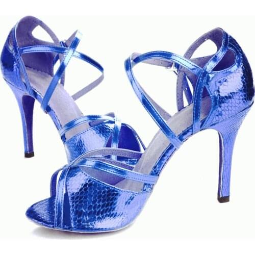 Latin dance shoes woman Ballroom shoes PU Serpentine pattern Stiletto heel 8.5cm high heel Dance shoes For Women and Girl RED