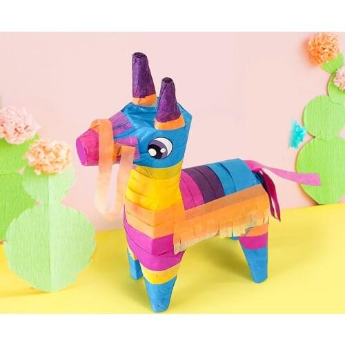 Creative Pinata Rainbow Donkey Shape Sugar Filled Toy Candy Storage Box For Children Birthday Party Decoration Gift