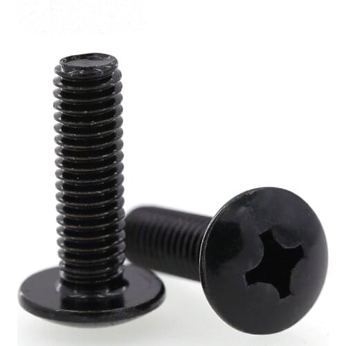 M2 M2.5 M3 M4 M5 Philips Screw Cross Recessed Truss Head Machine Screws Mushroom Big Flat Head Screw Philips Screw Black Steel