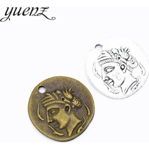 YuenZ 3pcs Antique silver color charms metal Round Human head pendant diy jewelry necklace 25*24mm I1111