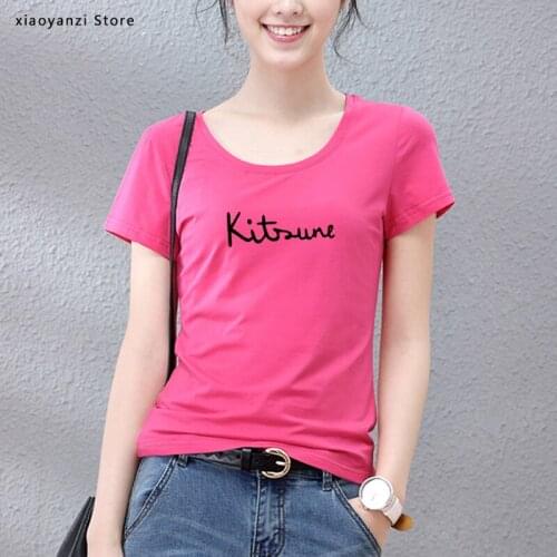 2020 Cotton T-shirt Female Fashion Women T shirt Short Sleeves O Neck Letters Print Cool Tees Casual Tops