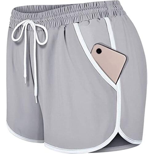 Sport Shorts Women Summer Drawstring Running Elastic Wasit Workout Shorts With Liner Pockets Sports Yoga Shorts Sportswear