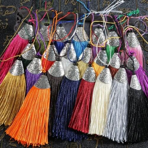 1Pcs 8cm Colour Silk Tassel fish mouth Cap For DIY Curtain Hanging Garment Pendant Bag Home Decoration Sewing Accessory