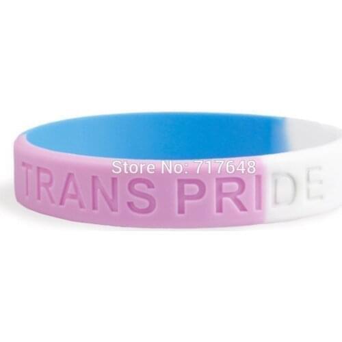 1pc Transgender Pride Pink White and Blue wristband silicone bracelets free shipping A