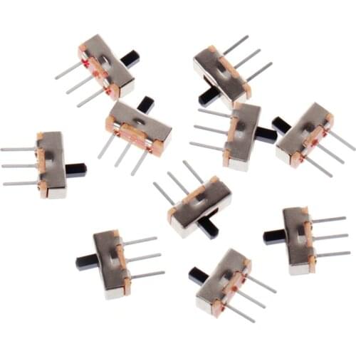 10 Pcs/1 Set 2 Position On/Off SPDT 1P2T 3 Pin PCB Panel Mini Vertical Slide Switch SS12D00G3