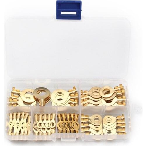 150pcs Non-Insulated Ring Terminals Cable Copper Lugs 6Sizes Electrical Wire Bare Ring Crimp Connector 3.2-10.2mm Kit Assortment