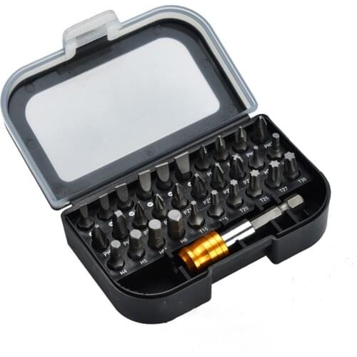 31 PCS/ Set Screwdriver Bits with Magnetic Slotter, Phillips, Torx, Hex, Pozidriv Bit +Quick Release Hex Shank Extension Adpater