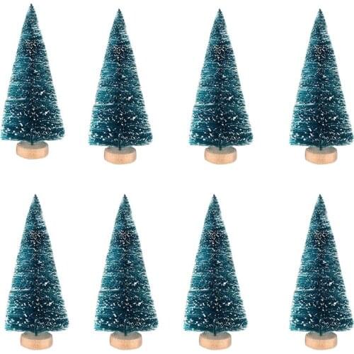 48 PCS Miniature Christmas Tree Artificial Snow Frost Trees Pine Trees Sisal Trees for Christmas DIY Craft