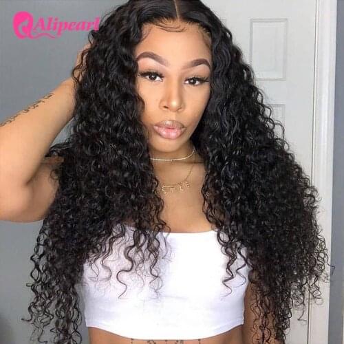 AliPearl Hair 13x6 Lace Front Human Hair Wigs Water Wave For Women Peruvian Wig 28inch Lace Front Wig Pre Plucked 180% Density