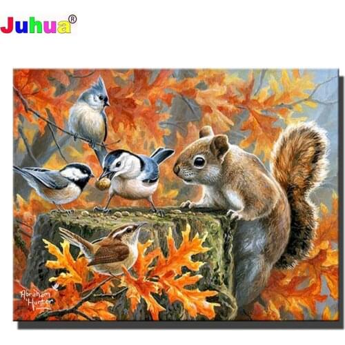 Squirrel With Birds Diy Diamond Painting Full Square/Round drill Mosaic Diamant Embroidery 5d Animals Puzzle Handmade Crystal
