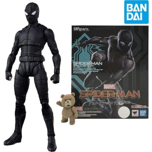 Bandai Marvel Avengers Spider-Man Far From Home Spiderman Stealth Suit S.h.figuarts Doll Action Figure Collection Model Kids Toy