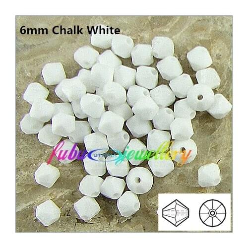 Free Shipping! 288pcs/Lot, AAA Chinese Top Quality 6mm Chalk White Crystal Bicone Beads