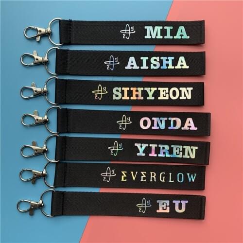 Kpop EVERGLOW Laser Printing Strip Portrait Key Chain Keyring Cute Phone Strap First Album ARRIVAL OF EVERGLOW yiren wj67