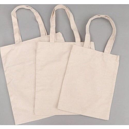 Eco Reusable Handbag Tote Blank Pattern Shopping Bags Foldable Canvas Shoulder Bag Daily Use Kitchen Cotton Bread Pouch Portable