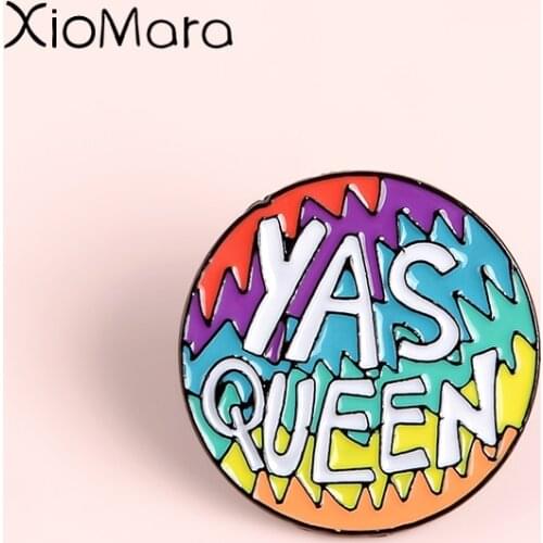 Yas Queen Enamel Pins Inspiration Love Is Love Jewelry Rainbow Brooches Pride Badges Lesbian and Gay Couple Feminism Lapel pins