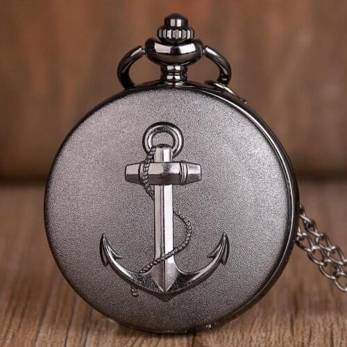Rrtro Pirate Anchor Quartz Pocket Watch Antique Black/Bronze Men Women Pendant Necklace Clock Gifts Fob Watch