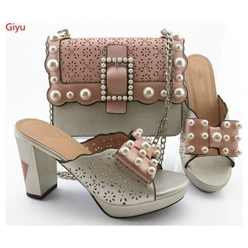 Doershow hot selling Italian pink Shoe and Bag Set African Matching Shoes and Bags Italian In Women Party Shoes! !HVC1-46