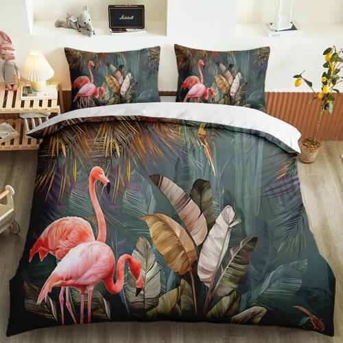 Tropical Leaf Decoration Flower Bedding set Duvet cover Silky Soft Queen King size Quilt Cover Pillowcases 2/3pcs
