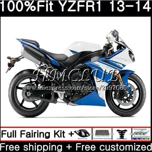 Injection Body For YAMAHA YZF 1000 YZF R 1 YZF R1 2013 2014 8HC.3 YZF-1000 YZF-R1 13 YZF1000 YZFR1 13 14 Fairing Blue white TOP