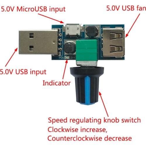 Mini USB fan governor wind speed air volume regulator cooling mute multi function office dormitory bedside