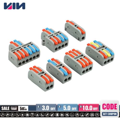 10pcs Universal Cable Wire Connectors Set Fast Home Electrical Compact Connection Push In Wiring Terminal Block