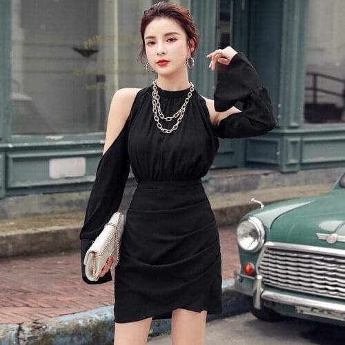 New arrival comfortable off shoulder sexy formal dress temperamental high quality work style elegant black mini pencil dress