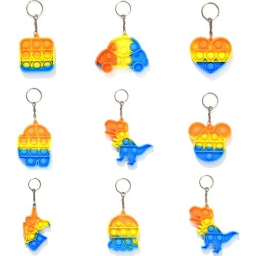 New Heart Shaped Push Bubble Keychain Anti Stress Fidget Educational Sensory Autism Relaxing Toy Stress Relief Game Keyring