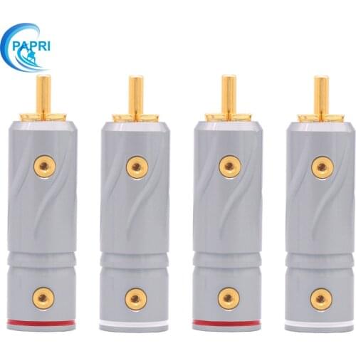 PAPRI PRE-502 Pure Copper 5μ 24K Gold- Plated Connector HiFi RCA Repair Plug Audio Jack Gold Plated Plugs For 10MM/8MM Cable