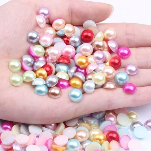 Half Round Pearls 2000pcs 9mm Imitation Flatback Loose Crafts Scrapbooking Glue On Resin Beads DIY Jewelry Making Accessories