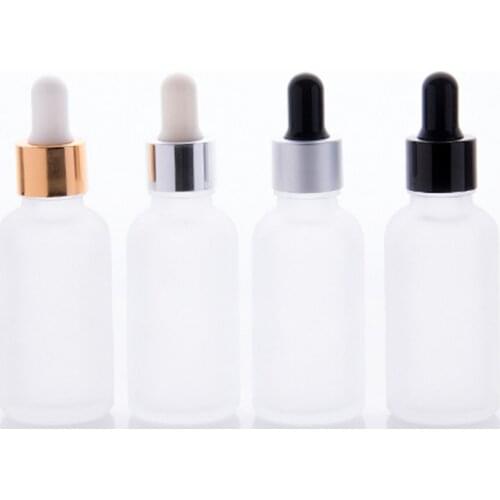 6ps/Lot 30ml Empty Frosted Glass Dropper Bottle Vial Nasal Oil And Liquid Refillable Containers With Rim Lid