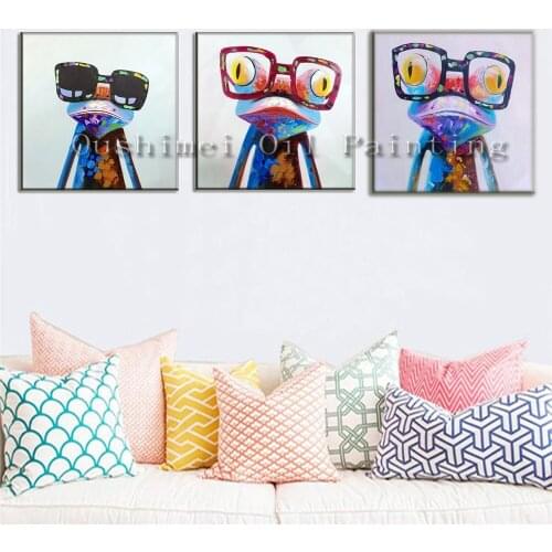 Handmade Oil Painting Abstract Animals On Wall Picture For Room Decor Modern Funny King Frog NO Frame Big Size Paintings Art