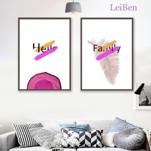 Nordic Minimalist Canvas Painting Modern Abstract Pink Tree Rings English Painting And Printmaking Home Decor Art Poster Mural