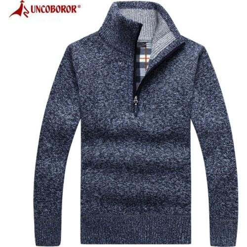 Sweater Men Autumn Winter Thick Warm Zipper Pullover Casual Solid Slim Fit Cashmere Sweaters Coat Male Knitted Jackets Pullovers