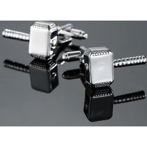 High quality Silver Cufflinks new fashion jewelry Raytheon hammer Cufflinks mens wedding shirt suit badge pin gift