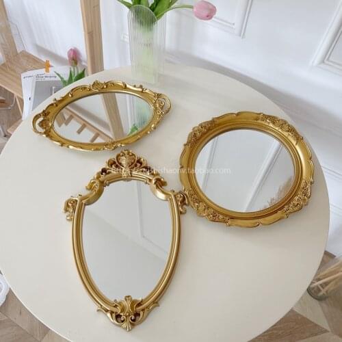 Vintage Creative Mirror Luxury Gold Retro Home European Style Mirror Vanity Small Table Espelhos Decorativos House Decor EI50JZ