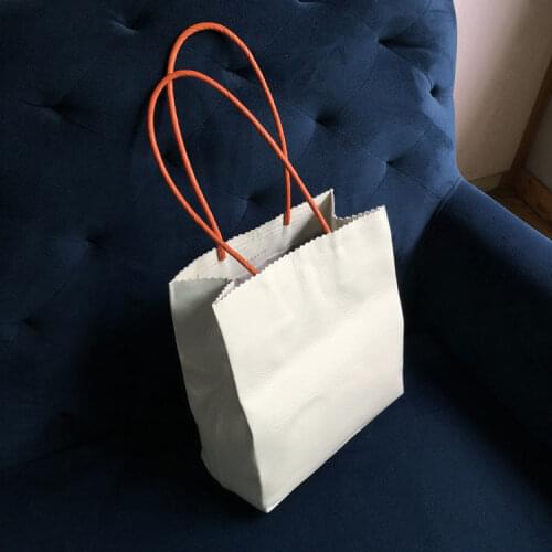 Kraft Paper Women Tote Bag Made of Kraft Square Hasp Shoulder Bags Handbags Silt Pocket Luxury Simple Girls Bag